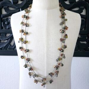 Coldwater Creek Beaded Double Strand Silver Tone Necklace